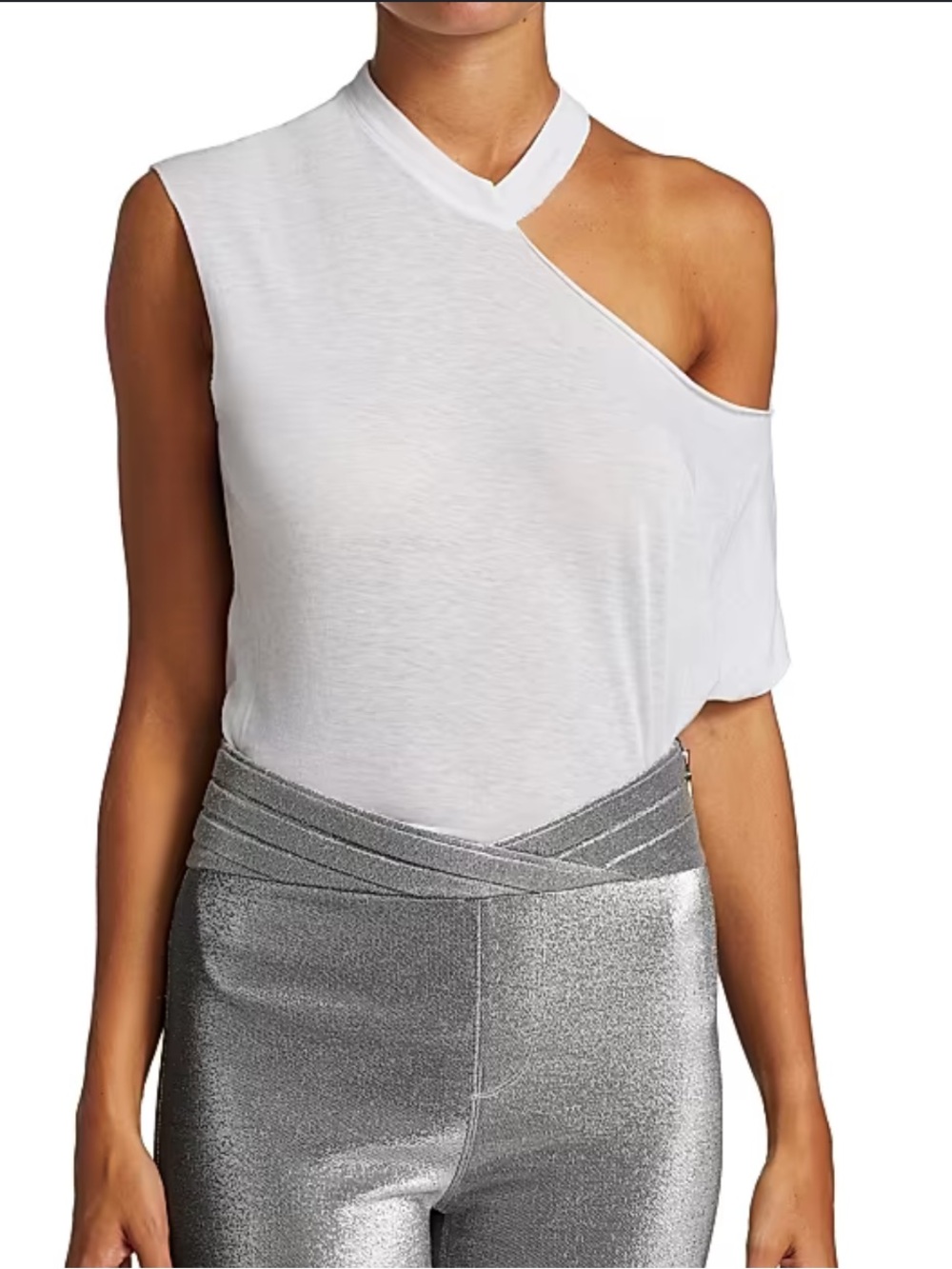 RtA Axel Cold Shoulder Distressed Bone White Tee
